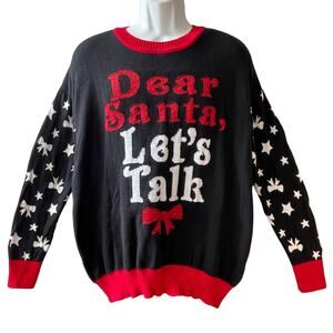 Well Worn DEAR SANTA, LET'S TALK Ugly Christmas Sweater Size XL